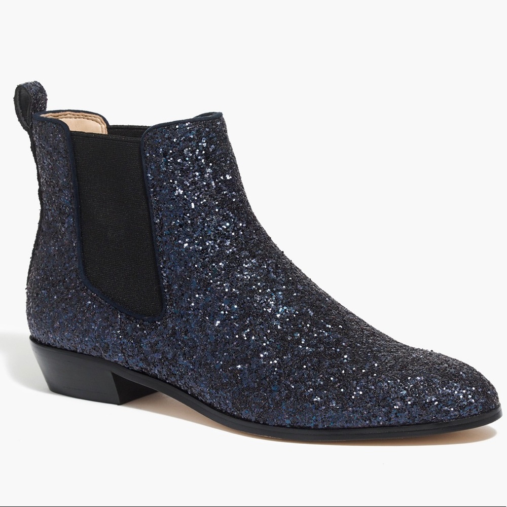 NWOT J Crew Glitter Chelsea Boots